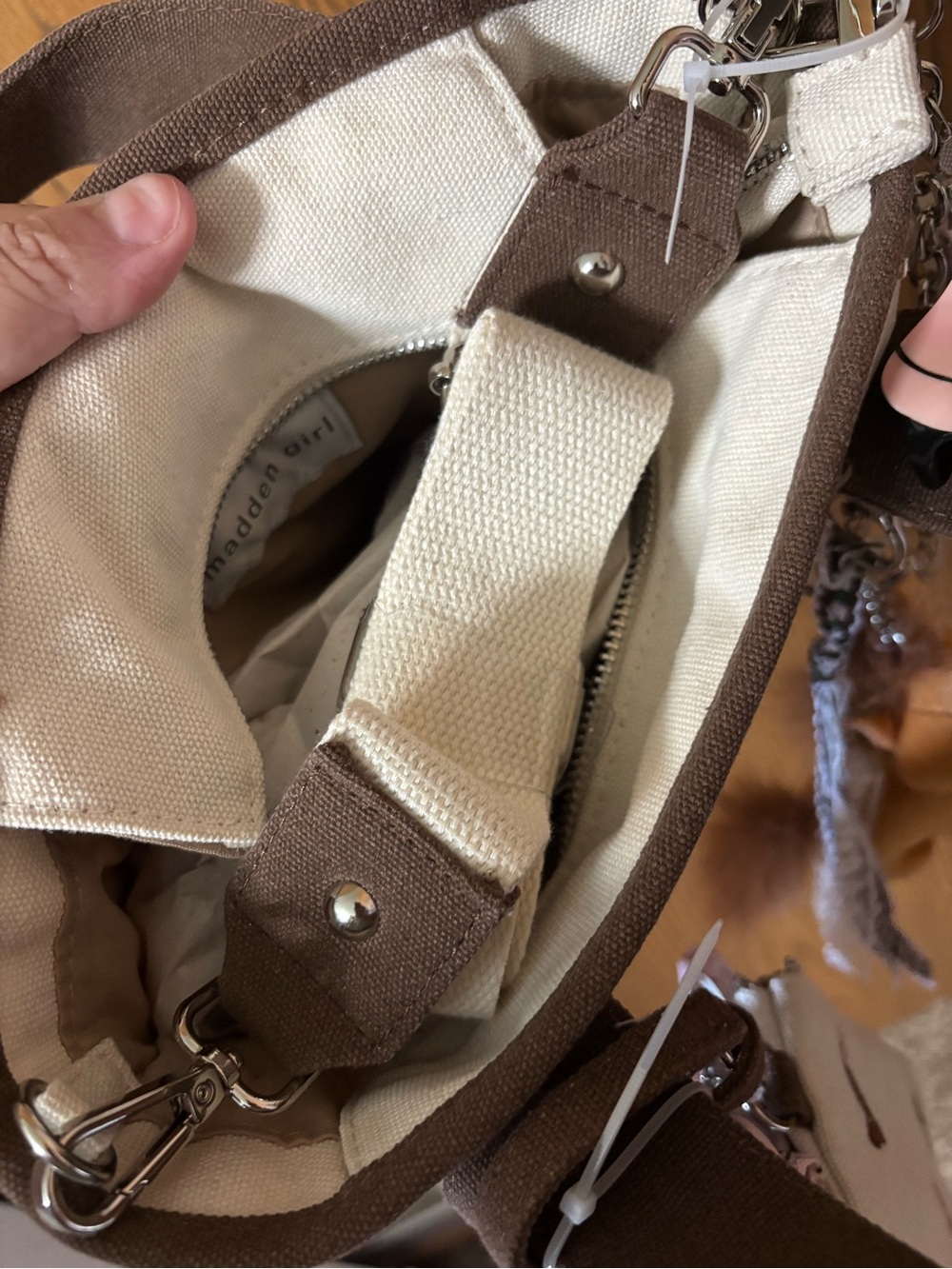 Madden Girl Horse Western Canvas Tote Purse with Pink Bandana, Charm, Bracelet - Picture 7 of 7